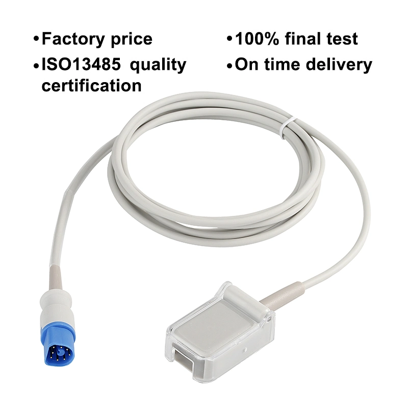 Medical Selling Reusable SpO2 Sensor Probes Extension Cable Compatible with Philips 8pin