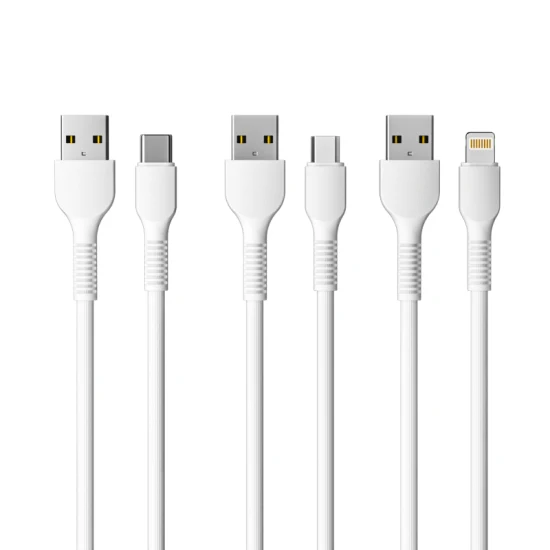 1m 2m 3m 2.4A 3A PVC / TPE Micro USB Tipo C Lightning Cabo USB Atacado Acessórios para Celular Cabo de Dados Cabo USB Carregador para Huawei Xiaomi Samsung Phones