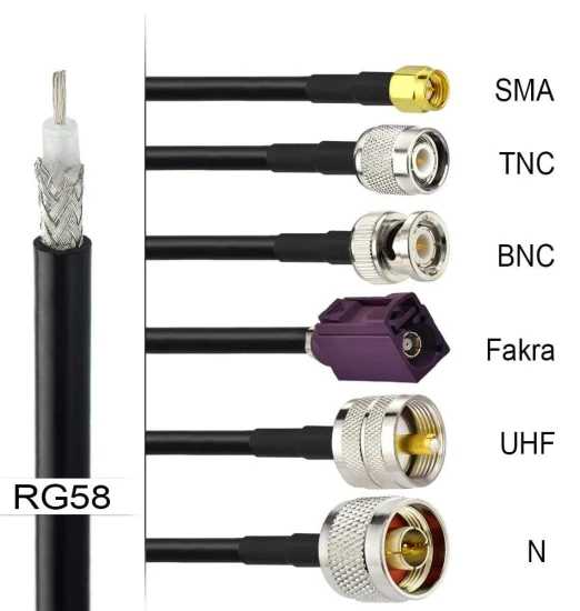 Conector BNC personalizado para cabo coaxial Rg58 Rg174 cabo de vídeo de extensão macho para macho para CFTV